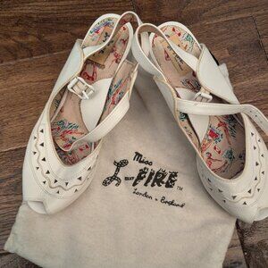 Miss L Fire "Betty" white 1940s shoes vintage style, US 8.5 / EU 39